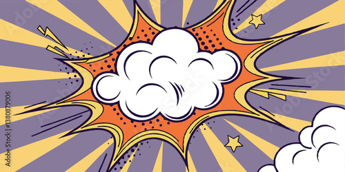 Retro Comic Book Explosion Design Pop Art Style Burst