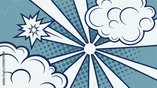 Comic Book Pop Art Style Explosion Background Design Elements