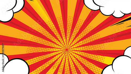 Comic Book Style Burst, Red and Orange Radiating Design