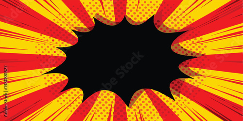 Comic Book Style Explosion Background Red Yellow Burst