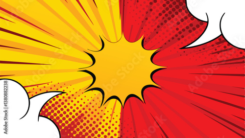 Comic Book Style Burst Background with Speech Bubbles