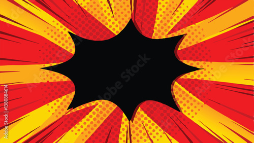 Comic Book Explosion Red Yellow Black Pop Art Speech Bubble Background