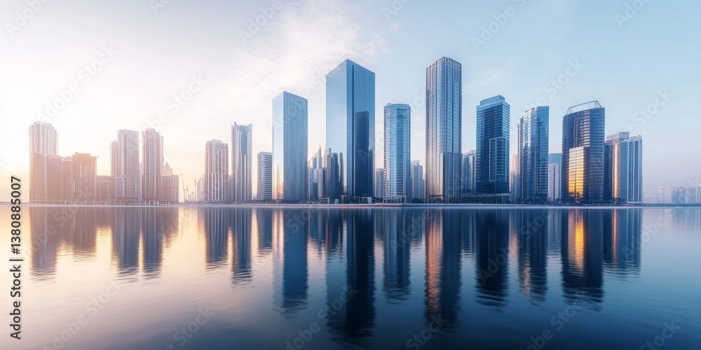 Obraz premium Modern cityscape skyline at sunrise