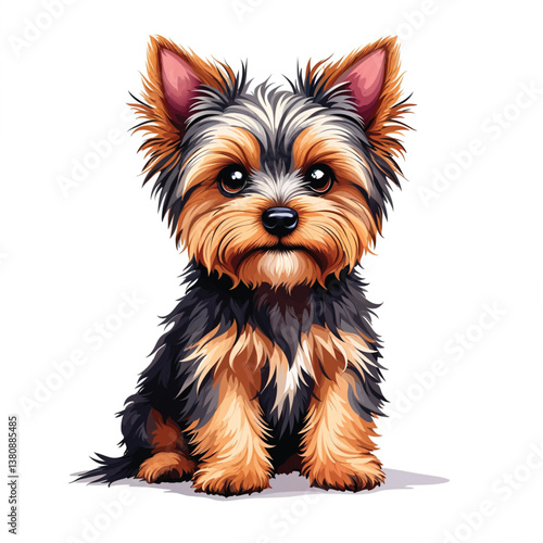 Adorable Yorkshire Terrier puppy sitting in a studio portrait