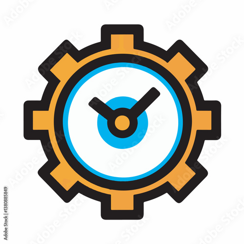 Clock shaped gear displays time symbol studio background deadline