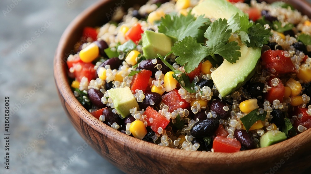 Delicious and vibrant quinoa salad, a healthy and colorful plant based meal option