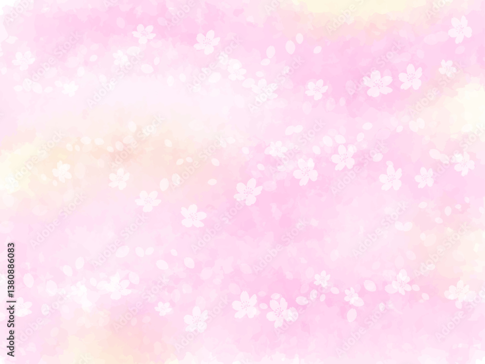 春の桜と花びらイメージのテクスチャー背景素材。桜並木とあたたかい陽射しのイメージ。 春の桜と花びらイメージのテクスチャー背景素材。桜並木とあたたかい陽射しのイメージ。