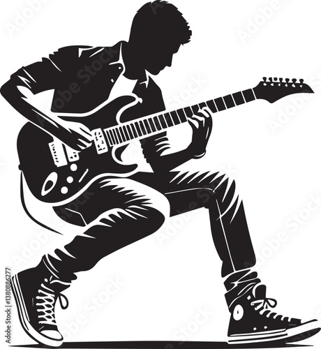girl with electric guitar vector, girl with electric guitar silhouette vector, man with electric guitar vector illustration