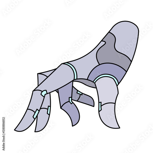 Futuristic illustration of a robotic hand representing artificial intelligence, cybernetics and advanced technology with mechanical and biomechanical design. Suitable for robotics concept.