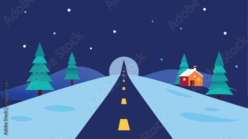 winter landscape with road and snow