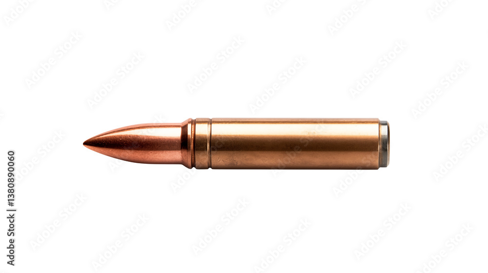 Single bullet with copper jacket on a transparent background Single bullet with copper jacket on a transparent background