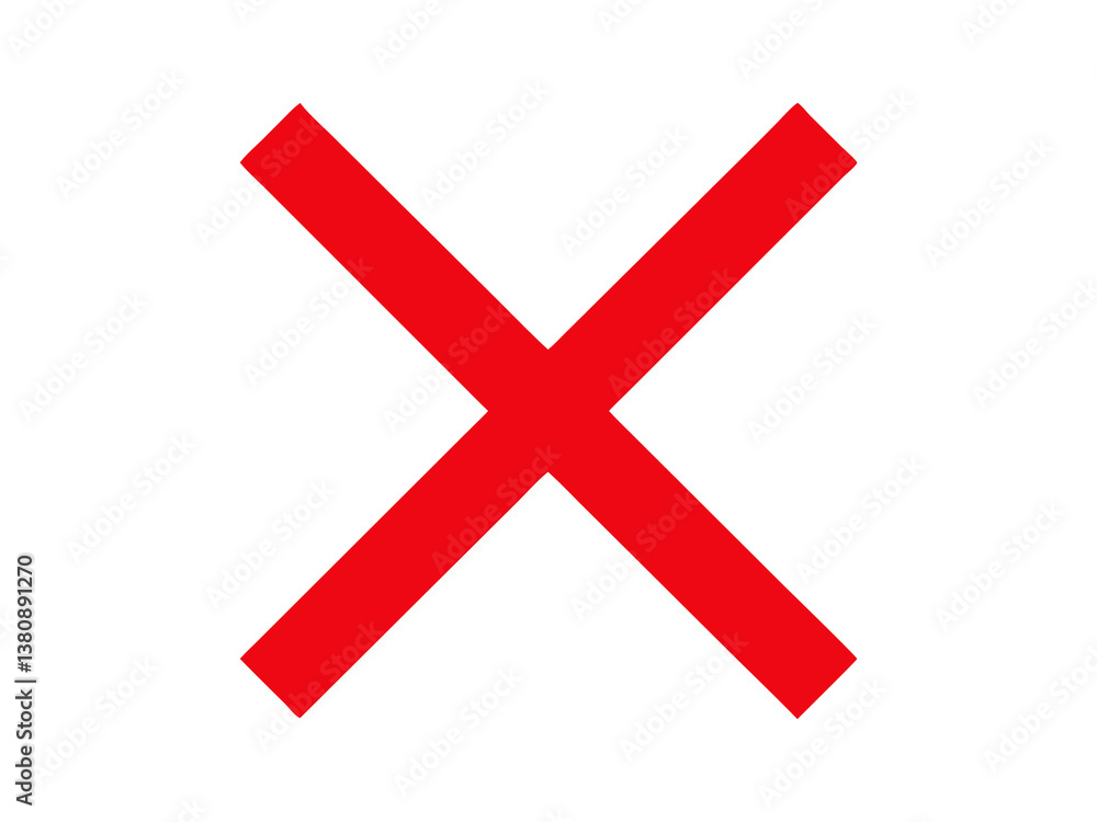 Obraz premium Red Cross symbol on a transparent Background Symbolizing Denial or Cancellation