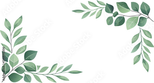 Elegant Greenery Frame Watercolor Leaves Botanical Border Design