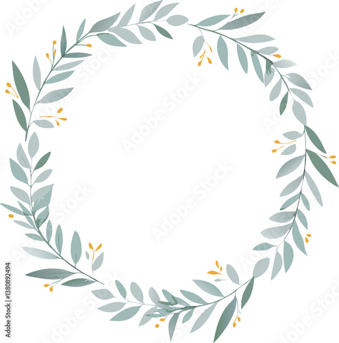 Elegant Greenery Wreath Botanical Circle Frame Design