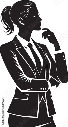 vector illustration of a woman in a suit, lady boss silhouette vector, woman vector illustration
