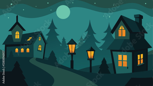 vector illustration of a halloween night
