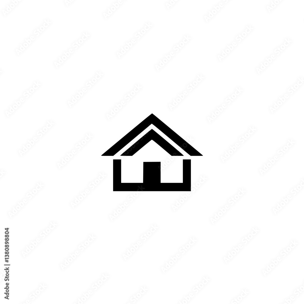 Fototapeta premium Minimalist Black House Icon on White Background