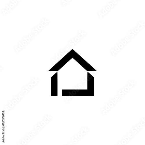 Free Download Minimalist House Logo: Black Geometric Icon on White Background - GFXLoad