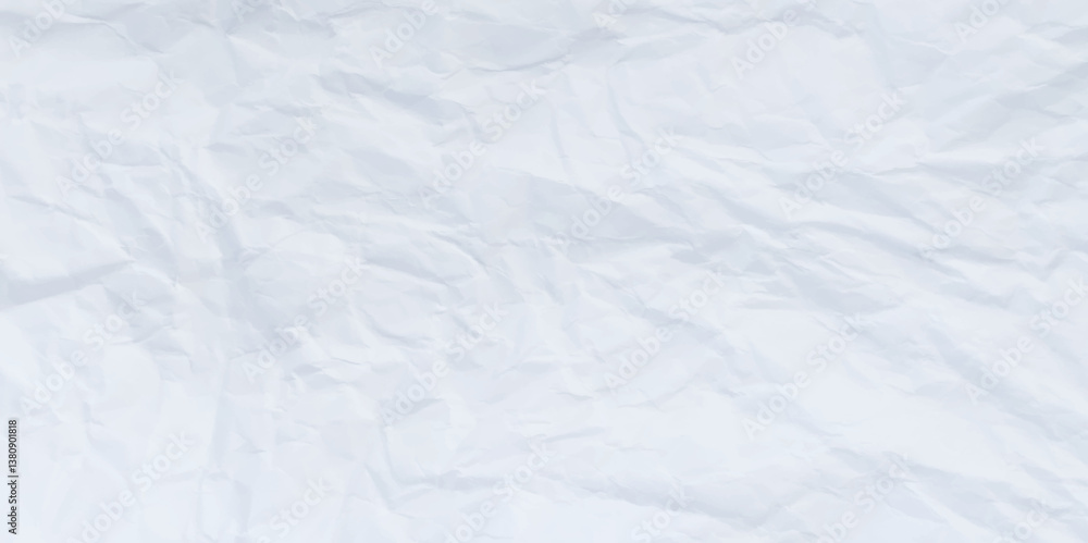 Fototapeta premium White clean crumpled paper background. Horizontal crumpled empty paper template for posters and banners. Vector illustration