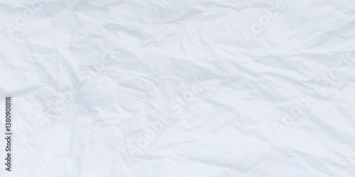 White clean crumpled paper background. Horizontal crumpled empty paper template for posters and banners. Vector illustration