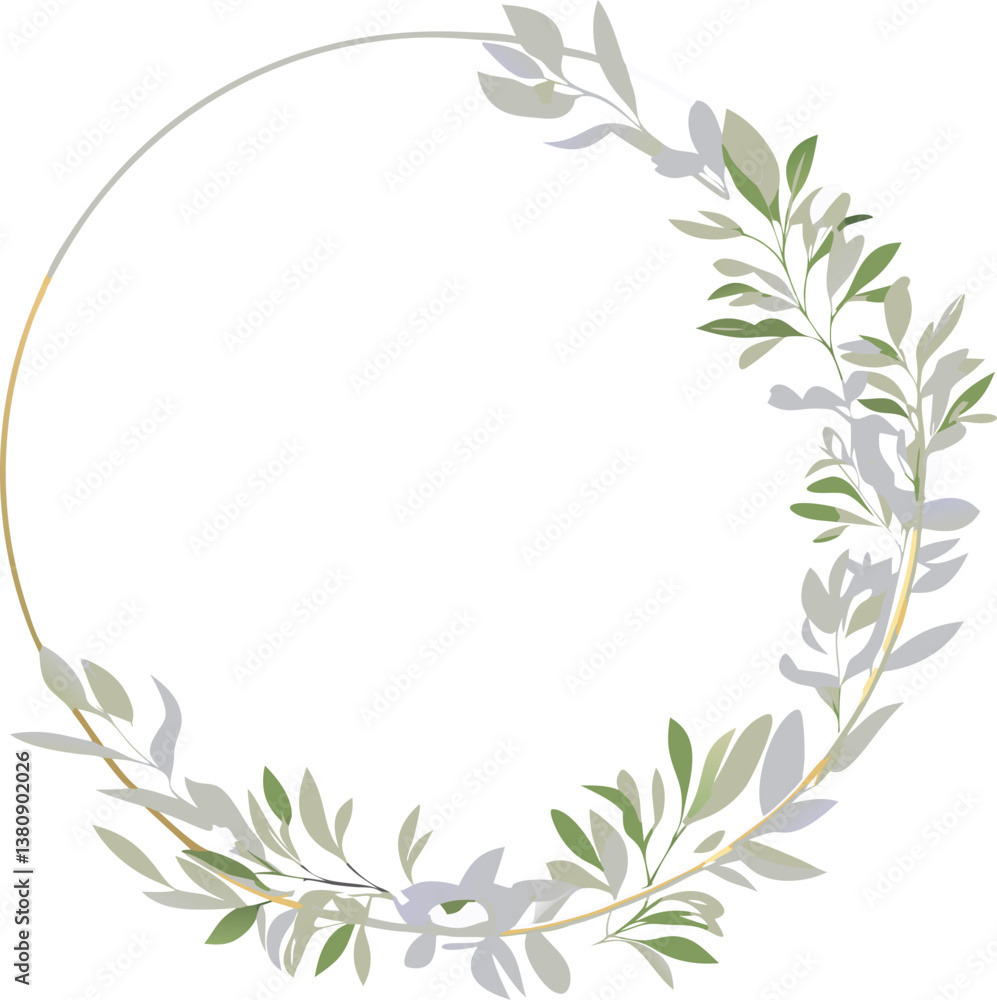 Elegant Gold Circle Floral Wreath Frame Botanical Design Elegant Gold Circle Floral Wreath Frame Botanical Design