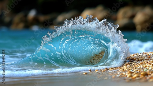 Ocean Wave Perfection: A Stunning Turquoise Tidal Embrace