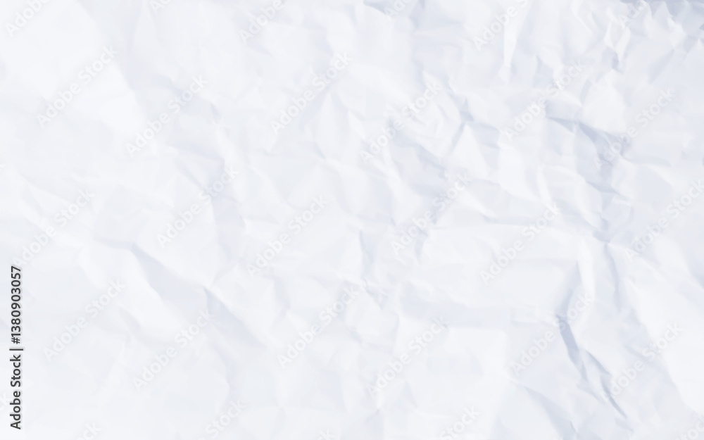 Fototapeta premium White clean crumpled paper background. Horizontal crumpled empty paper template for posters and banners. Vector illustration