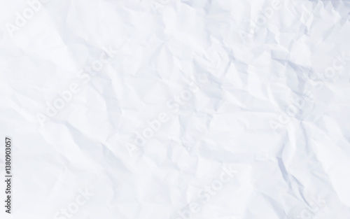 White clean crumpled paper background. Horizontal crumpled empty paper template for posters and banners. Vector illustration