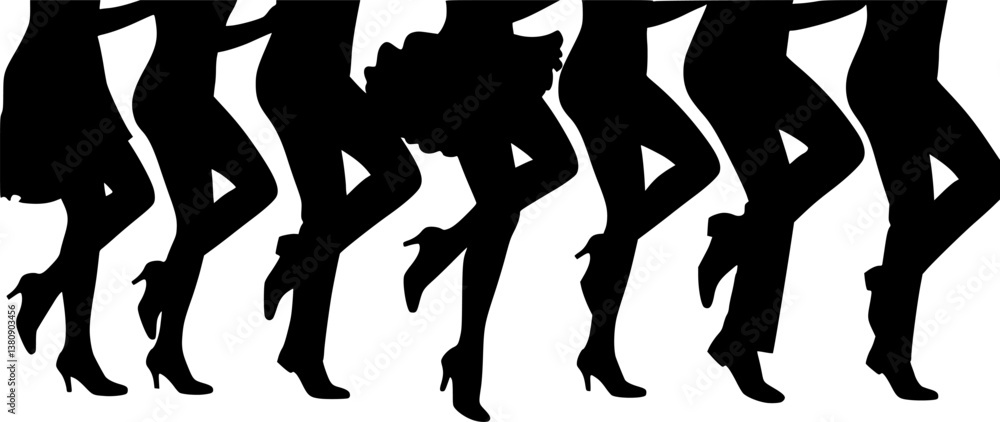 Line of legs dancing the Charleston silhouette. vector set Line of legs dancing the Charleston silhouette. vector set