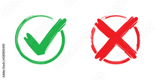 Obraz na płótnie Symboles de questionnaire et de sondage : correct et incorrect, cochés validé et refusé, coche cases vrai et faux - SYMBOLE VALIDE REFUS 2 - Illustration vectorielle sur fond transparent w salonie