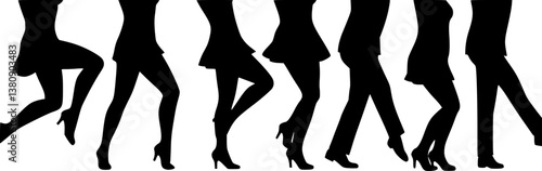 Line of legs dancing the Charleston silhouette. vector set