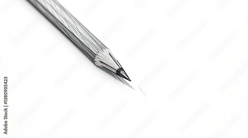 A sharp pencil with its graphite tip drawing a line A sharp pencil with its graphite tip drawing a line
