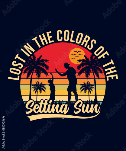 Lost in the colors of the setting sun - Sunset T-shirt Design.