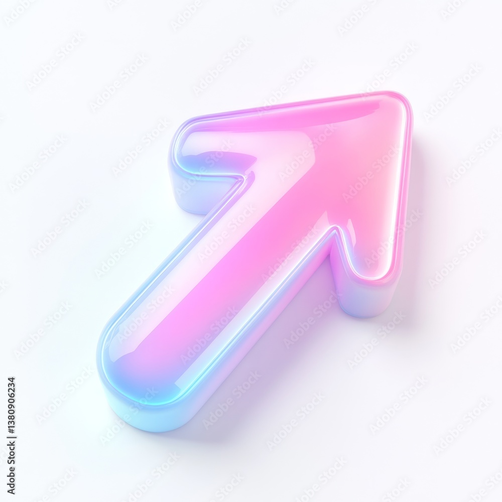 Pastel arrow pointing upward, 3D render, clean background, website icon Pastel arrow pointing upward, 3D render, clean background, website icon