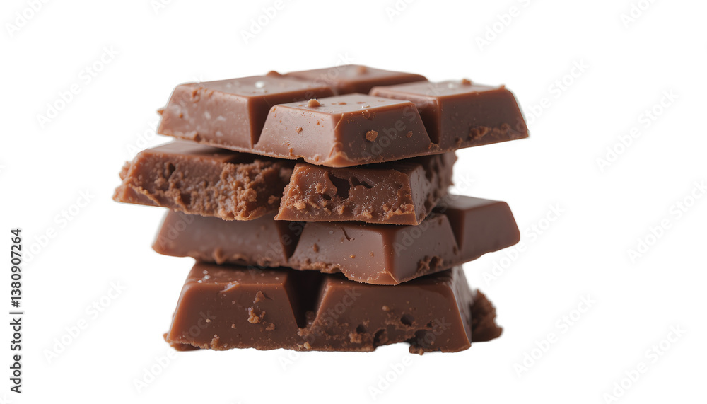Photo of chocolate bars, stacked, milk chocolate isolated on transparent background Photo of chocolate bars, stacked, milk chocolate isolated on transparent background