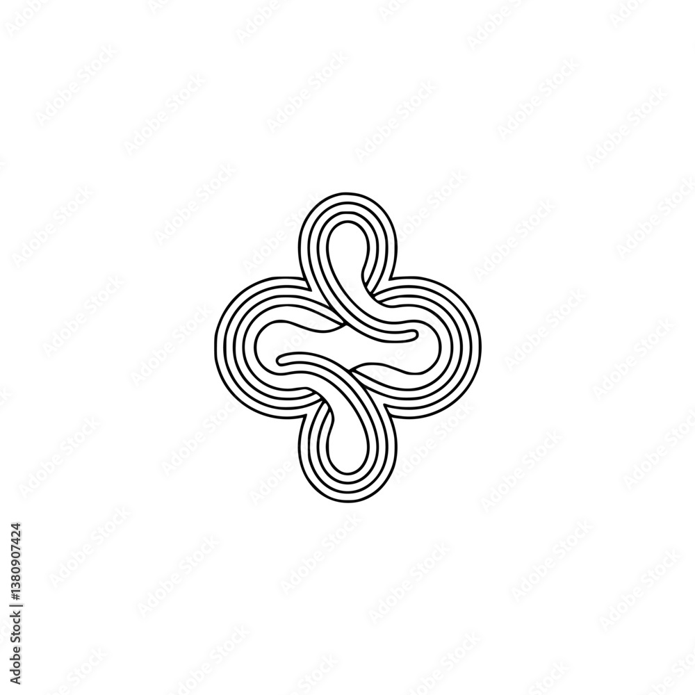 Obraz premium Geometric Line Art: Abstract Knot Pattern on Cream Background