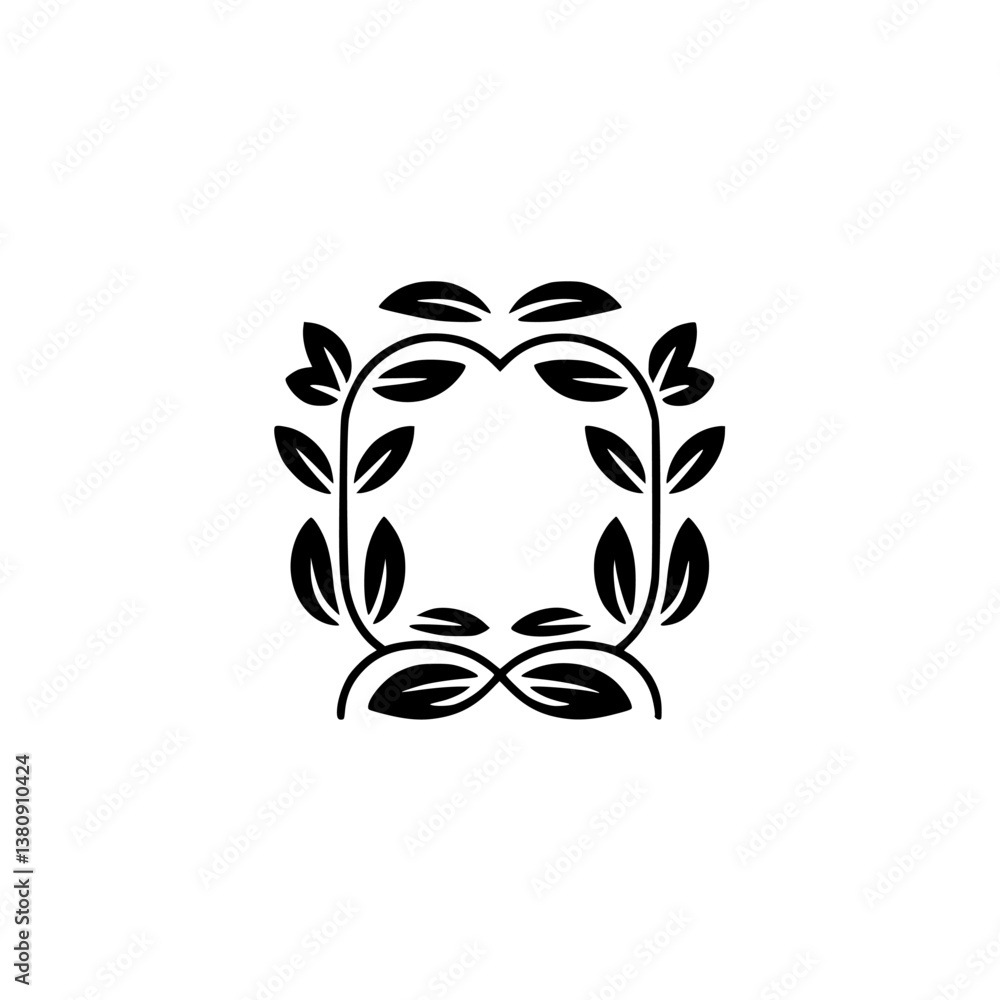 Fototapeta premium Elegant Leafy Frame Logo - Minimalist Floral Design