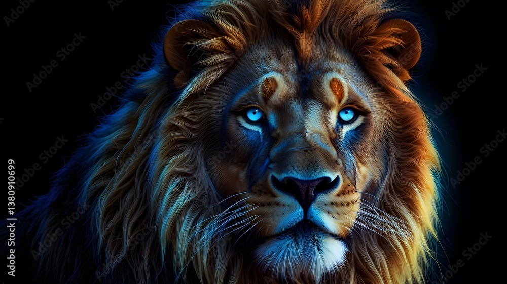 Fototapeta premium Neon Spirit – Glowing Portrait in Futuristic Digital Art Style