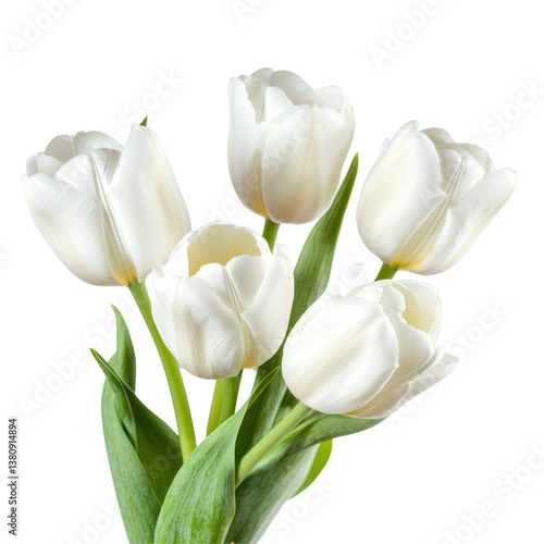Elegant White Tulips on transparent background