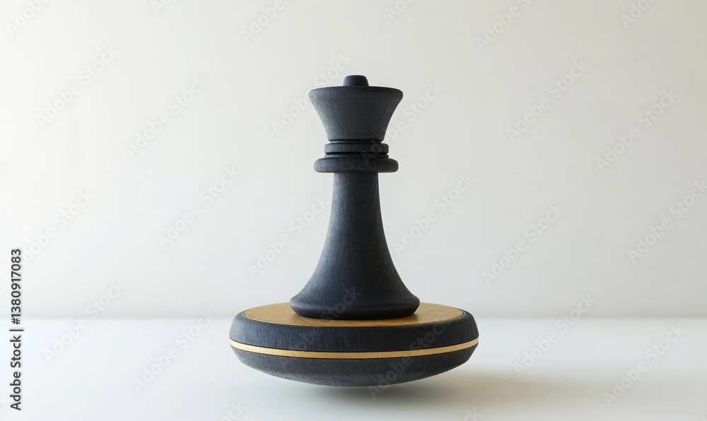 Black queen chess piece on gold base against white background Black queen chess piece on gold base against white background