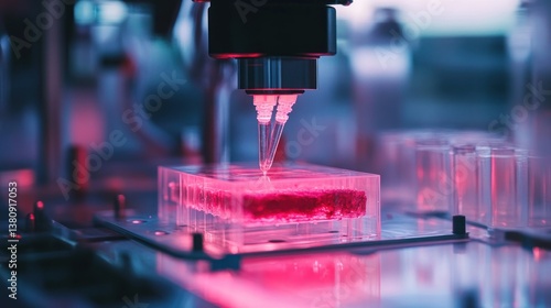 Obraz na płótnie Advanced biofabrication: 3D bioprinter creating regenerative human tissue structures w salonie