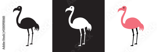 Flamingo icon. Vector illustration. isolated on white and black background. EPS 10