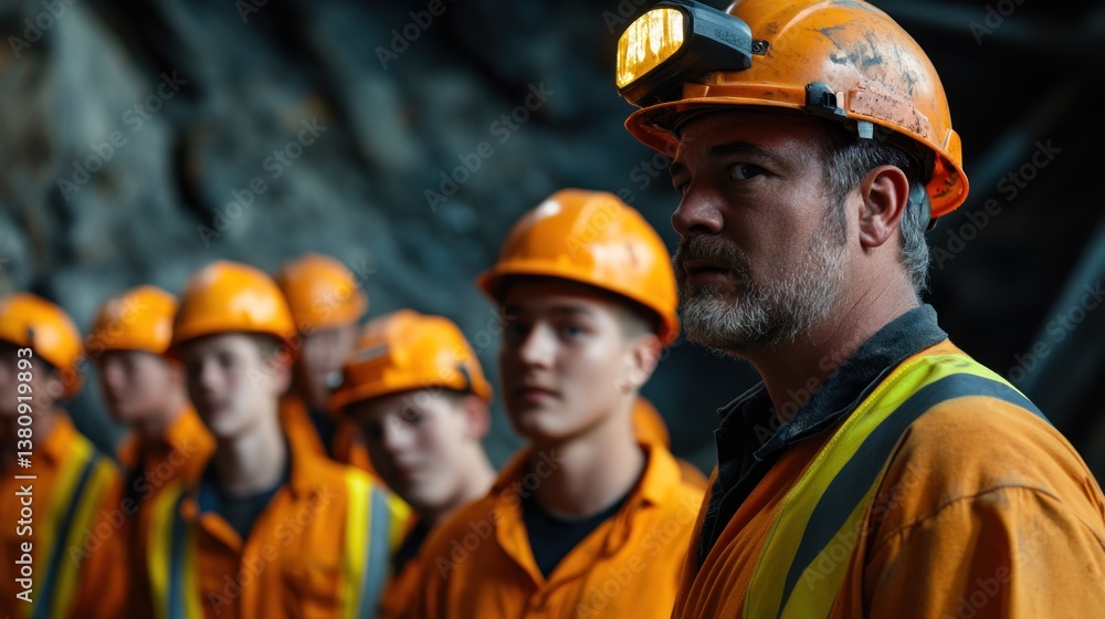 Mining apprentices listen attentively to the veteran mentor for field instructions