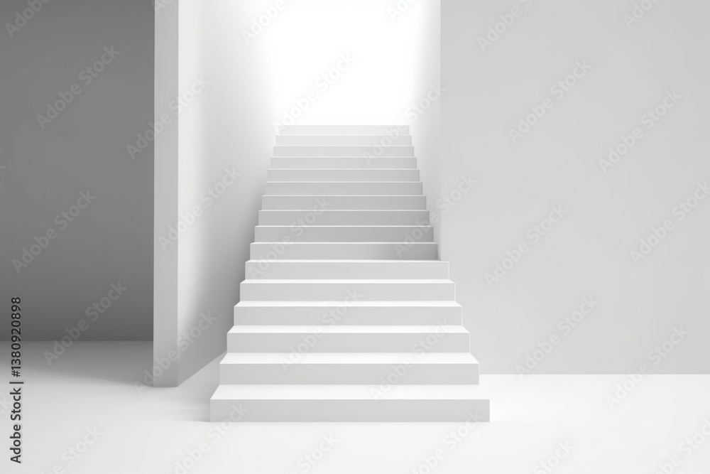 Fototapeta premium Detailed illustration of white minimalistic stairs and walls. 