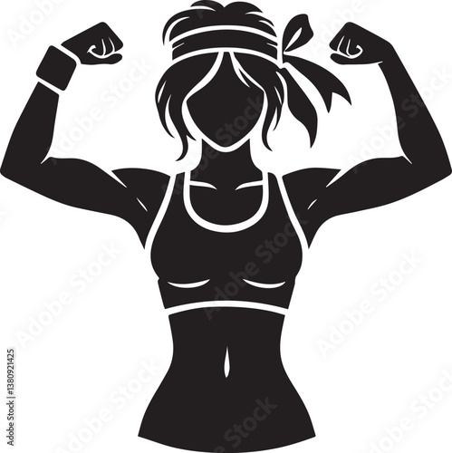 Bodybuilder woman silhouette vector, Bodybuilder logo, Bodybuilder vector illustration
