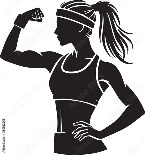 Bodybuilder woman silhouette vector, Bodybuilder logo, Bodybuilder vector illustration