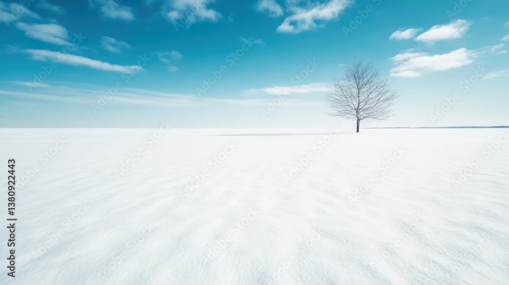 A solitary tree contrasts brilliantly against a vast expanse of sparkling white snow, embodying the quiet beauty and tranquility of a serene winter landscape. A solitary tree contrasts brilliantly against a vast expanse of sparkling white snow, embodying the quiet beauty and tranquility of a serene winter landscape.