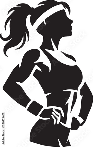 Bodybuilder woman silhouette vector, Bodybuilder logo, Bodybuilder vector illustration