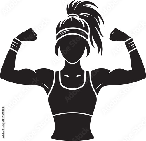 Bodybuilder woman silhouette vector, Bodybuilder logo, Bodybuilder vector illustration