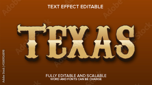 3d text effect texas vector editable